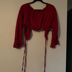 Red Women's Ruffled Top